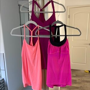Lululemon Athletica Pink and Purple Tank Tops